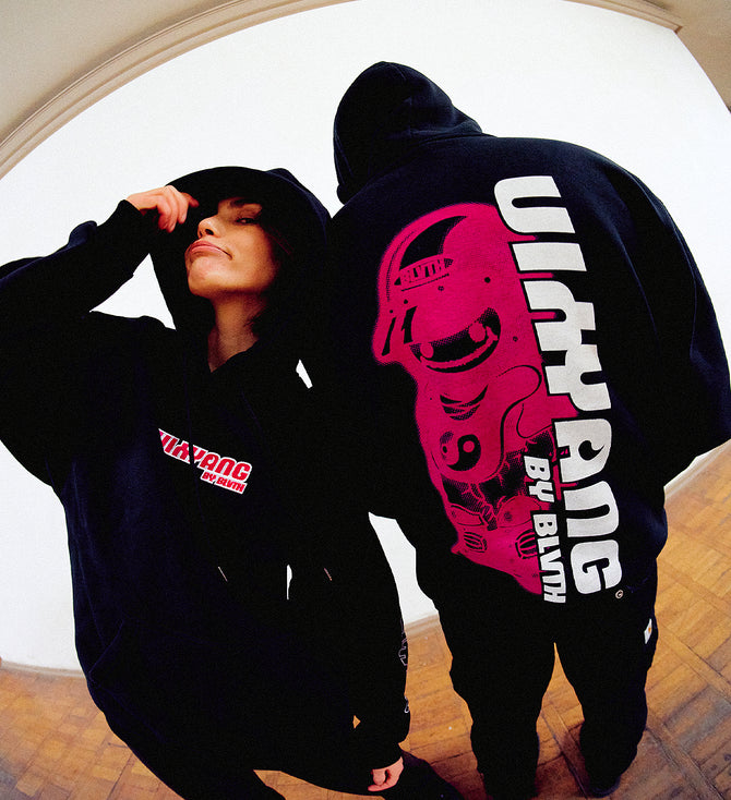 HOODIE YIN YANG PINK AND BLEACHED